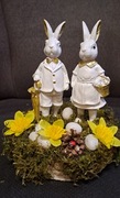 Stroik wielkanocny wiosenny Para zajączków 