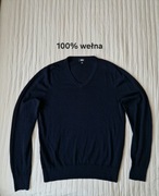 Granatowy sweter Uniqlo wełniany 