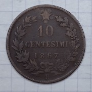 #1956 Włochy 10 centesimi 1867 H
