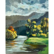 Oryginalny Obraz Olejny – Pejzaż Górski | Sygnowany 20x25 cm
