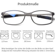 DOOViC okulary do czytania TR90 +2,5 filtr niebieskiego światła UV