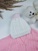 Biała czapka czapka dla dziewczynki na zimę czapeczka dziewczęca zimowa 