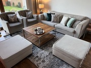 Komplet wypoczynkowy 5el. Sofa 3 Fotele x 2 pufa 2
