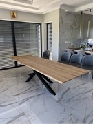 STÓŁ LOFT BLAT DĘBOWY BEZSĘCZNY NOGA STALOWA