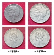 2 Monety Obiegowe = 10 złotych 75r/76r. = Adam Mickiewicz