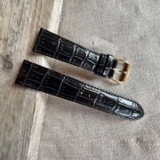 Pasek do zegarka 20mm skórzany Roamer gruby czarny złota klamra