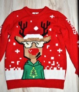 392* george Świąteczny sweter renifer 7/8 lat_ 122/128 cm