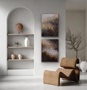 Equilibrium ll dyptyk 2 x 60x80cm abstrakcja brąz obraz