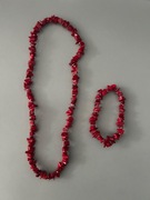 Zestaw biżuterii z kamienia naturalnego / koral i hematyt/