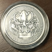 2oz Kraken Kanada 2020 2 uncje srebra 9999 wersja antique