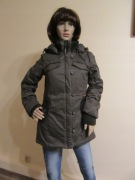 KHUJO lekko ocieplana kurtka khaki w kratkę z kapturem jak nowa M