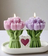 Świeca Zapachowa Bukiet Tulipanów Podstawka Prezent Walentynki Upominek