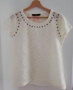 T-shirt damski ecru koronkowy Reserved rozm. M