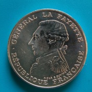 100 franków 1987 Francja Gilbert La Fayette  Srebro  0,900 waga 15 g