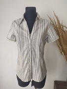 Vila Biała koszula z krótkim rękawem Kołnierzykiem Dekolt V W paski 38