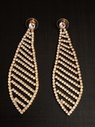 Kolczyki złote z cyrkoniami długie 8 x 2,5mm + OPAKOWANIE na PREZENT