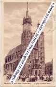 KRAKÓW Kościół NMP Bazylika Mariacka bryczki i ludzie, wyd. POLONIA ~1920