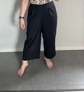 Czarne szerokie spodnie na gumce kuloty cullotes dzwony