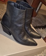 Eva Longoria botki skóra naturalna 38