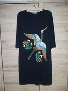 Sukienka tunika czarna Orsay z żurawiem