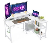 Biurko narożne ODK L białe 120x80 półki stojak NOWE