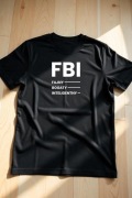 Męska Czarna Koszulka M FBI Fajny Bogaty Inteligentny