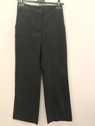 Czarne, szerokie klasyczne, materiałowe spodnie z kieszeniami 