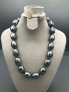 Vintage naszyjnik srebrne korale owalne retro lata 80 /#19