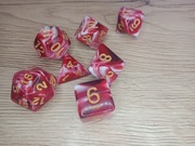 Kości RPG czerwone białe krwiste komplet nowe gry