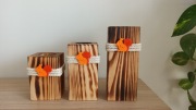 Świecznik drewniany na tealighty zestaw 3szt 