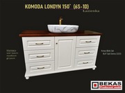 KOMODA 150` Biała Londyn (6S-1D) Blat Dąb Ciemny Producent BEKAS 