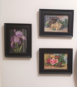 Obraz rękodzieło. Haft krzyżykowy. Kwiaty.