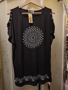 Czarna Elegancka Bluzka Damska Cyrkonie roz.46