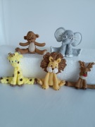 Lew słoń żyrafa tort safari figurki małpa renifer