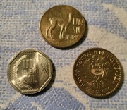 Peru 1 sol, TRZY  RÓŻNE  ROCZNIKI ( 1965,1972,2008)  , zestaw 3 monet