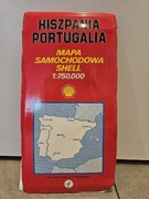 Stara mapa samochodowa Hiszpania Portugalia Shell 1991 rok