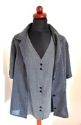 Czarno-biała koszula z kamizelką prążki kratka L/XL/XXL oversize