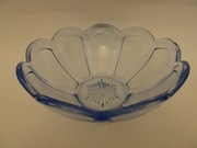 Art Deco, szklana niebieska salaterka, miska, vintage, retro, PRL