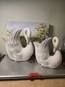 2 x Figurka porcelanowa łabędź Zaphir Lladro wazon 