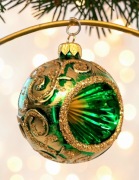 Bombka choinkowa zielony Reflektor 8 cm szklane ozdoby retro styl jak prl 