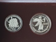 San Marino 500 Lire 1000 Lire Mundial 1990 PROOF