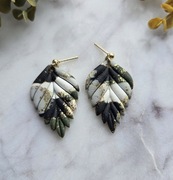 Kolorowe, wiszące kolczyki listki z gliny polimerowej