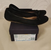 buty baleriny balerinki Ryłko 39 czarne ażurowe wkł. 25,5 nubuk