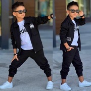 Nowy czarny komplet 3 częściowy zestaw bluzka + bluza + spodnie r. 134/140