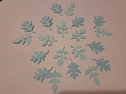 Liście błękitne, różne kształty Handmade