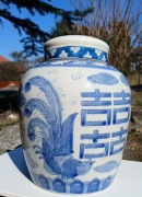 Duzy h-26cm, Pojemnik na imbir. Ręcznie malowany. Vintage poł XXw