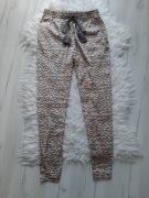 H&M świetne spodnie z frędzlami panterka węzowe zwierzęcy deseń XS