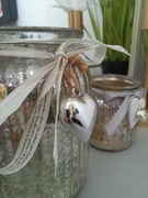 ŚWIĘTA ZŁOTY KOMPLET ŚWIECZNIKI LAMPIONY 3 szt+LAMPKA LED+SZKLANA SZKATUŁKA