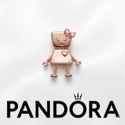 Pandora Charm Robotka z kokardką rose gold – dziewczynka robot 