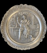 Piękny cynowy talerz myśliwski wiejski bawarski XXw.